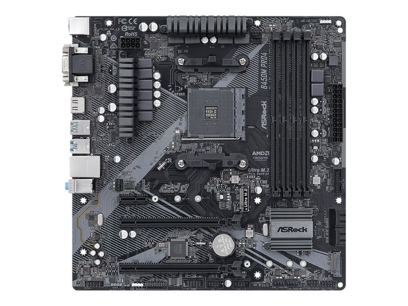 ASRock Mainboard B450M Pro4 R2.0 - micro ATX - Socket AM4 - AMD B450