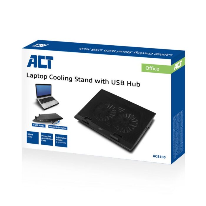 ACT AC8105 notebook cooling pad 43,9 cm (17.3") 2500 RPM Zwa - Afbeelding 4
