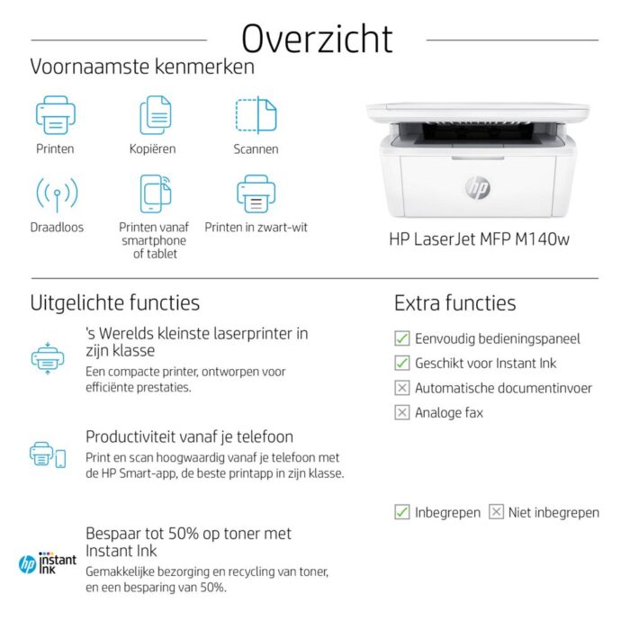 HP LaserJet MFP M140w AIO Printer - Afbeelding 7