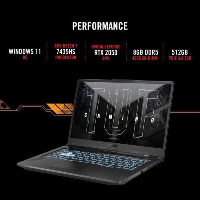 ASUS  17.3  F-HD 144HZ RYZEN 5 7535HS 16GB 512GB 2050 W11P - Afbeelding 2