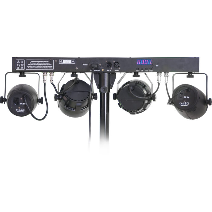 LICHT STANDAARD MET 2 RGBW PAR CANS + 2 ROOD-GROENE LASER - Afbeelding 2