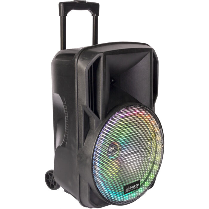 DRAAGBARE LUIDSPREKER 15’’/38cm MET USB, TF, BLUETOOTH, FM, VHF MICROFOON & AFSTANDSBEDIENING - Afbeelding 2
