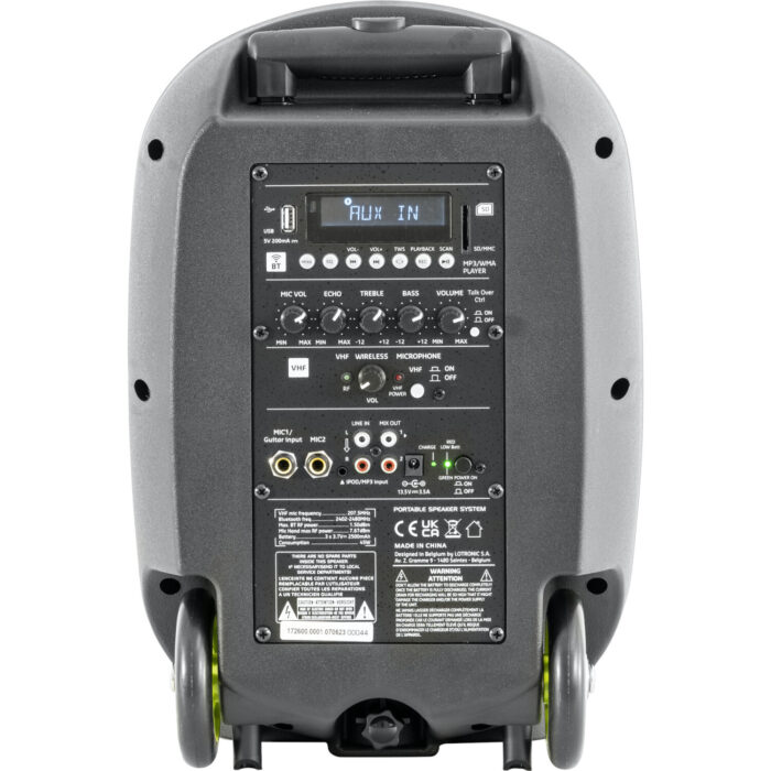 DRAAGBAAR STAND-ALONE PA SYSTEEM 8”/20CM MET TWS, USB-MP3, REC, VOX, BLUETOOTH, 1 VHF & 1 BEDRADE MICROFO - Afbeelding 2