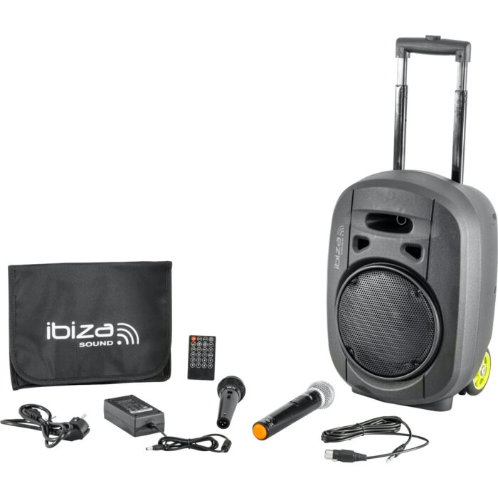 DRAAGBAAR STAND-ALONE PA SYSTEEM 8”/20CM MET TWS, USB-MP3, REC, VOX, BLUETOOTH, 1 VHF & 1 BEDRADE MICROFO - Afbeelding 3