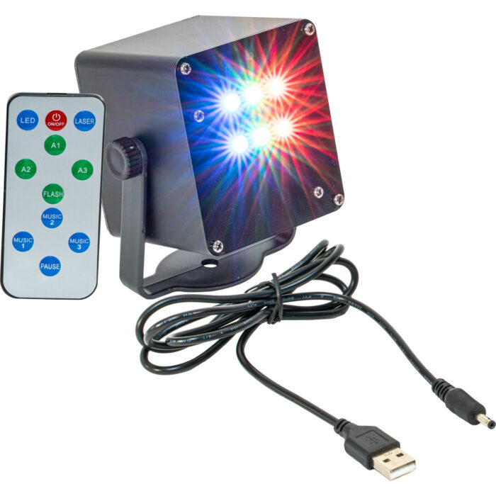 6 x 1W RGB LED STROBE EFFECT IN ZAKFORMAAT OP BATTERIJ