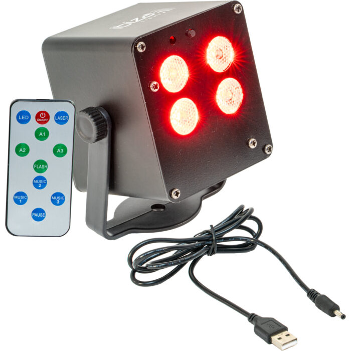 4x 3W RGB LED WASH EFFECT IN ZAKFORMAAT OP BATTERIJ