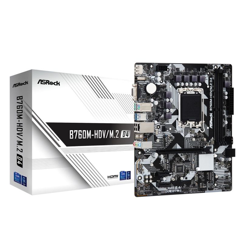 ASRock Mainboard B760M-HDV/M.2 D4 - Micro ATX - Socket Intel 1700 - Intel B760