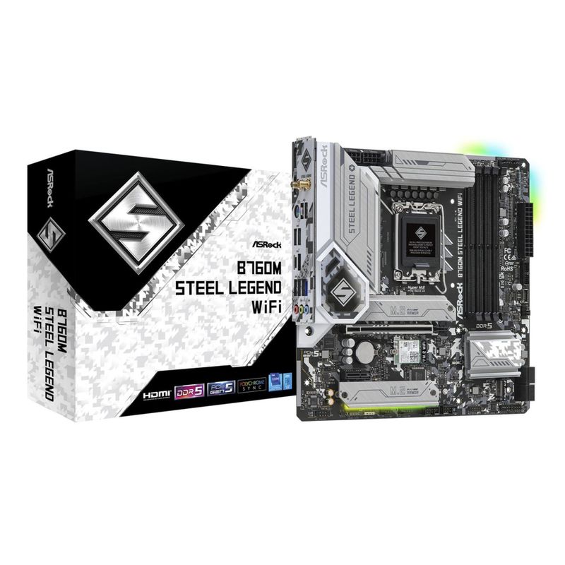 ASRock Mainboard B760M Steel Legend WiFi - M-ATX - LGA 1700 - Intel B760
