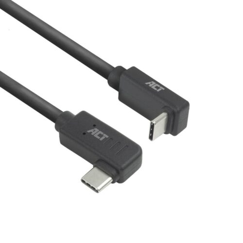ACT AC7480 | USB 3.2 Gen 2 Kabel | USB-C (haaks links/rechts) naar USB-C (haaks boven/beneden) | 60W | 10Gbps | 0,5m | Zwart