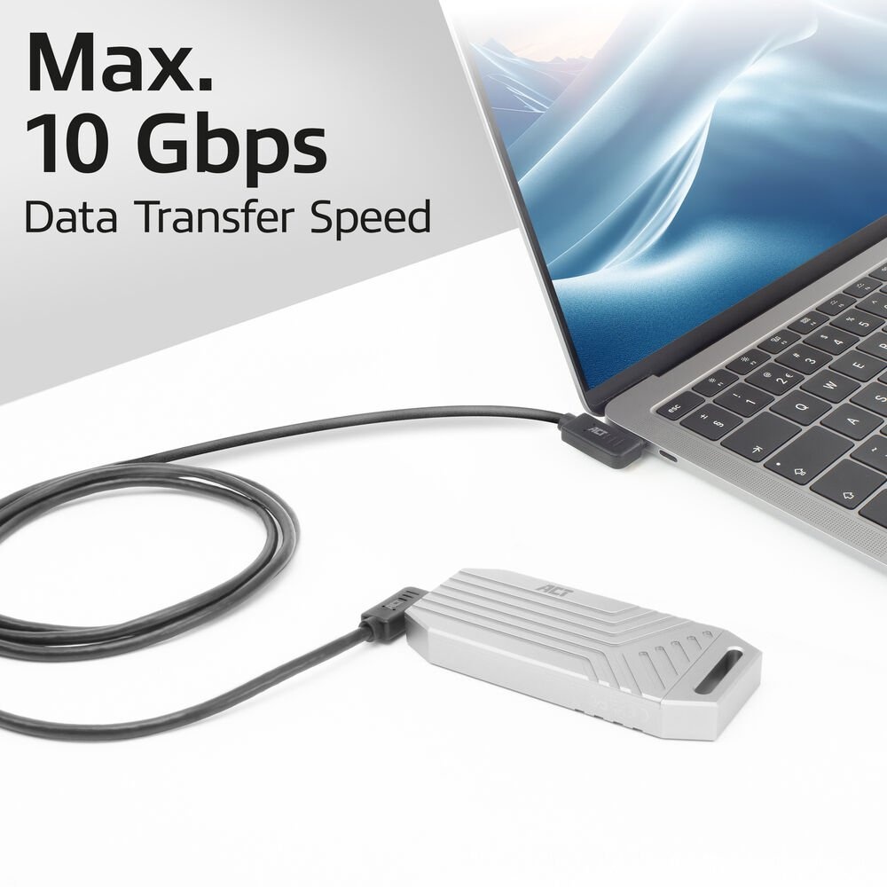 ACT AC7486 | USB 3.2 Gen 2 Kabel | USB-C (haaks links/rechts) naar USB-C (haaks links/rechts) | 60W | 10Gbps | 0,5m | Zwart - Afbeelding 6