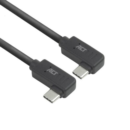 ACT AC7488 | USB 3.2 Gen 2 Kabel | USB-C (haaks links/rechts) naar USB-C (haaks links/rechts) | 60W | 10Gbps | 2m | Zwart