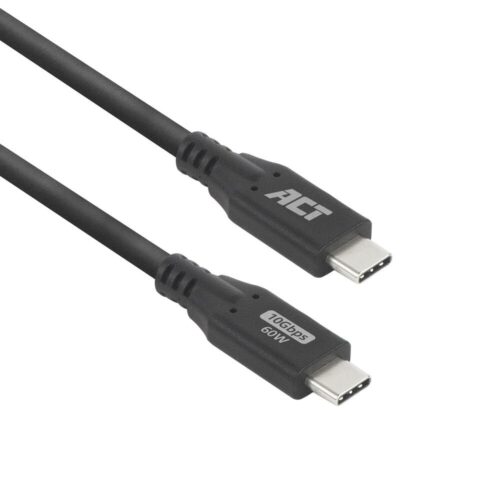 ACT | USB 3.0 Kabel | 10Gbps | 60W | USB-C naar USB-C | 0,5m | Zwart