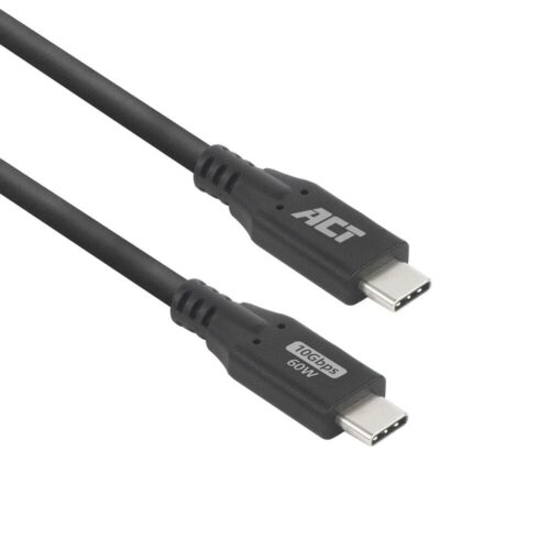 ACT | USB 3.0 Kabel | 10Gbps | 60W | USB-C naar USB-C | 2m | Zwart