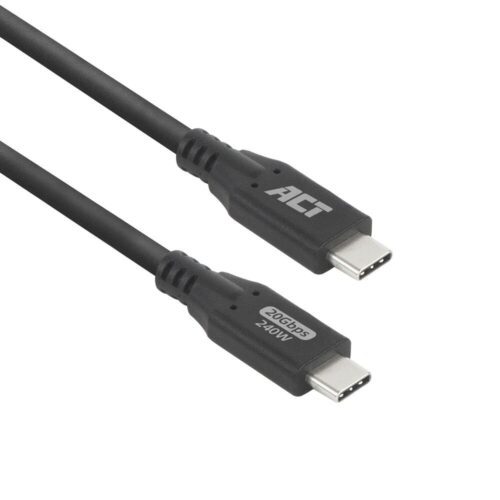 ACT | USB4 Kabel | 20Gbps | 240W | USB-C naar USB-C | 0,5m | Zwart
