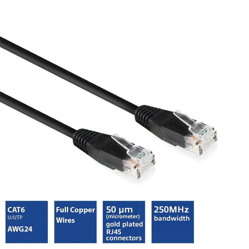 ACT UTP Cat 6 Patchkabel | 15 m | RJ45 | Zwart - Afbeelding 3