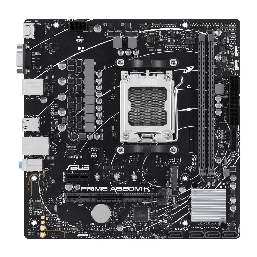 ASUS Prime A620M-K | Socket AM5 | AMD A620 | 2xDDR5 | Micro-ATX | Moederbord