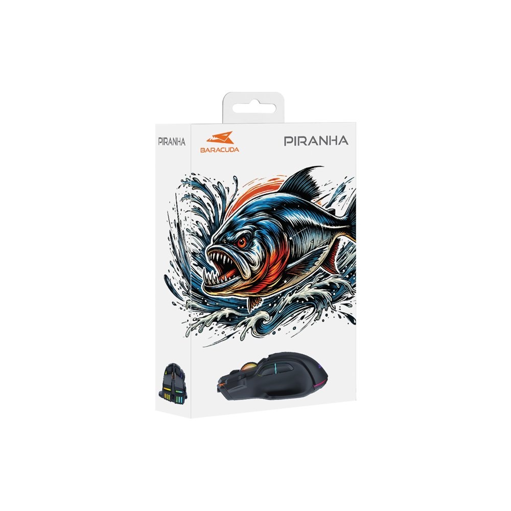 Baracuda PIRANHA RGB | Bedrade Gaming Muis | USB-A | 7200 DPI | Zwart - Afbeelding 5