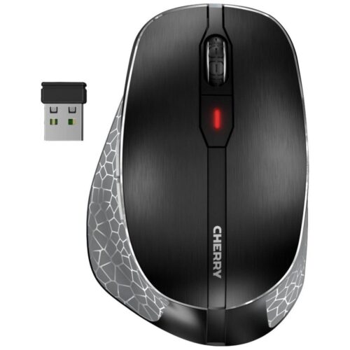 Cherry MW 8C Ergo | Ergonomische Draadloze Muis | Links- en Rechtshandig | RF + Bluetooth | 3200 DPI | Zwart/Grijs