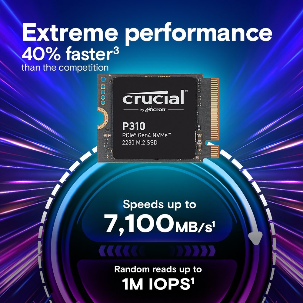 Crucial P310 | 1TB NVMe SSD | M.2 30mm | Gen4 | 7.100MB/s Lezen | 6.000MB/s Schrijven | RENEWED - Afbeelding 3
