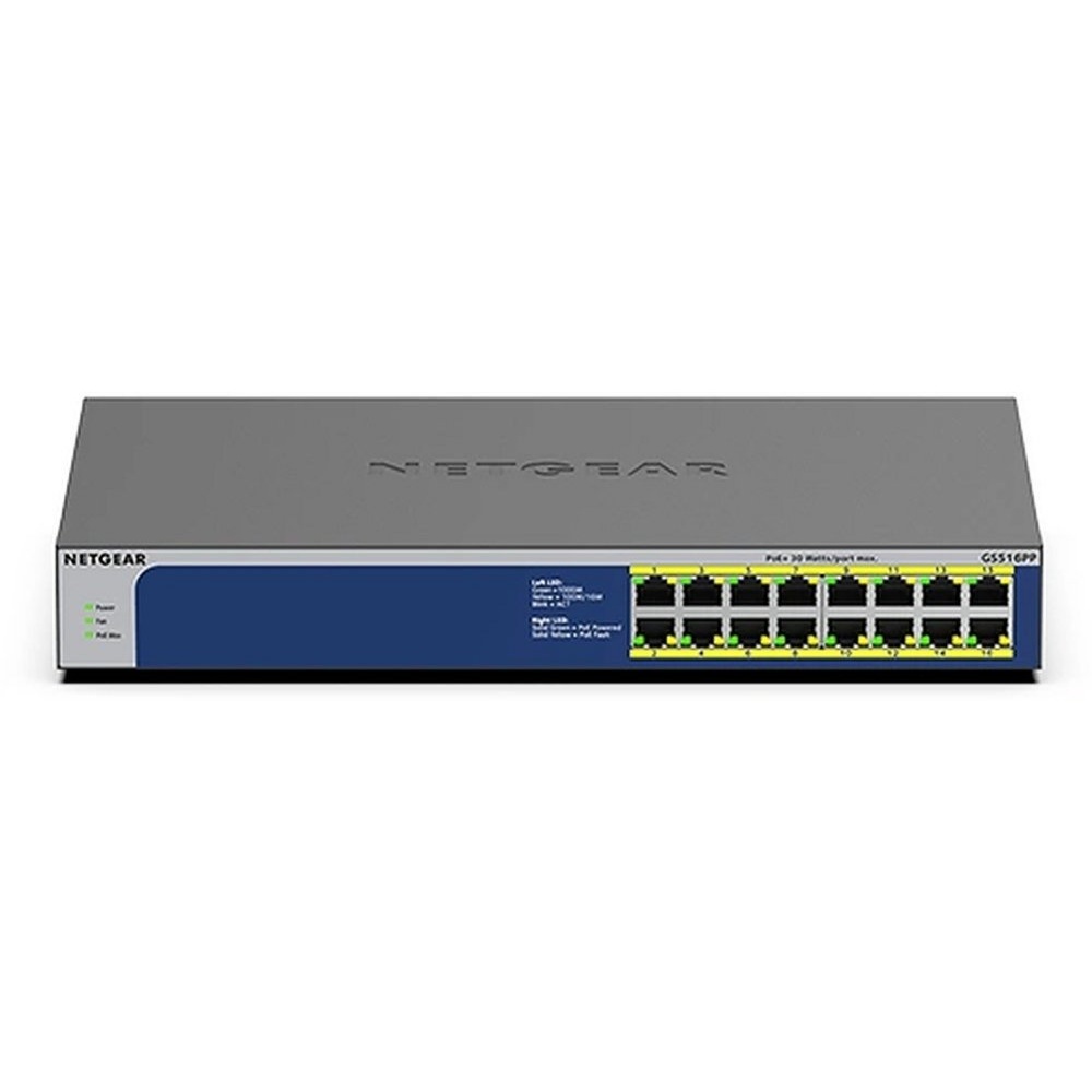 GS516PP-100EUS | 16-poorts Gigabit Unmanaged PoE+ Switch | 260W PoE-vermogen | Plug-and-play