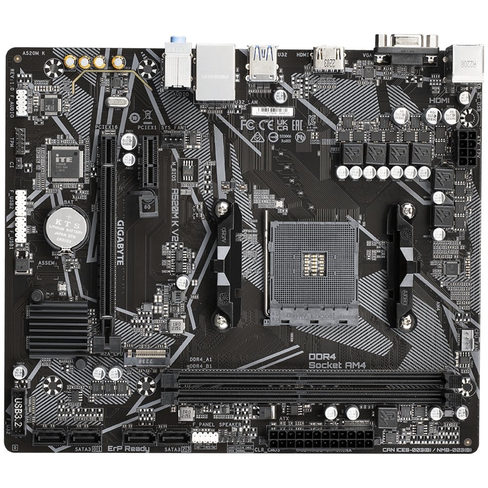 Gigabyte A520M-K V2 | Socket AM4 | AMD A520 | 2xDDR4 | Micro-ATX | Moederbord - Afbeelding 2