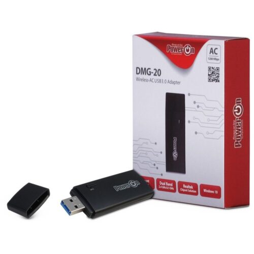 Inter-Tech DMG-20 | Wi-Fi 5 USB Adapter | 867 Mbps | Dual-band (2,4 GHz / 5 GHz) | USB 3.0 | Zwart