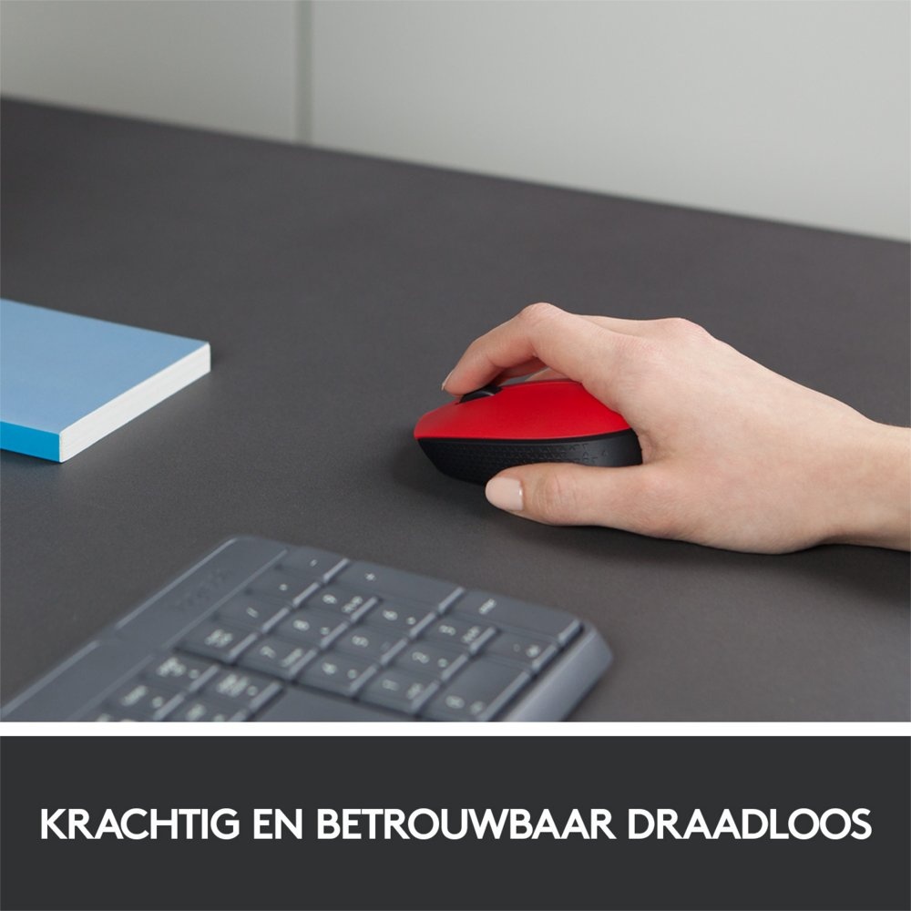 Logitech M171 | Draadloze Muis | Links- en Rechtshandig | RF | 1000 DPI | Rood/Zwart - Afbeelding 3