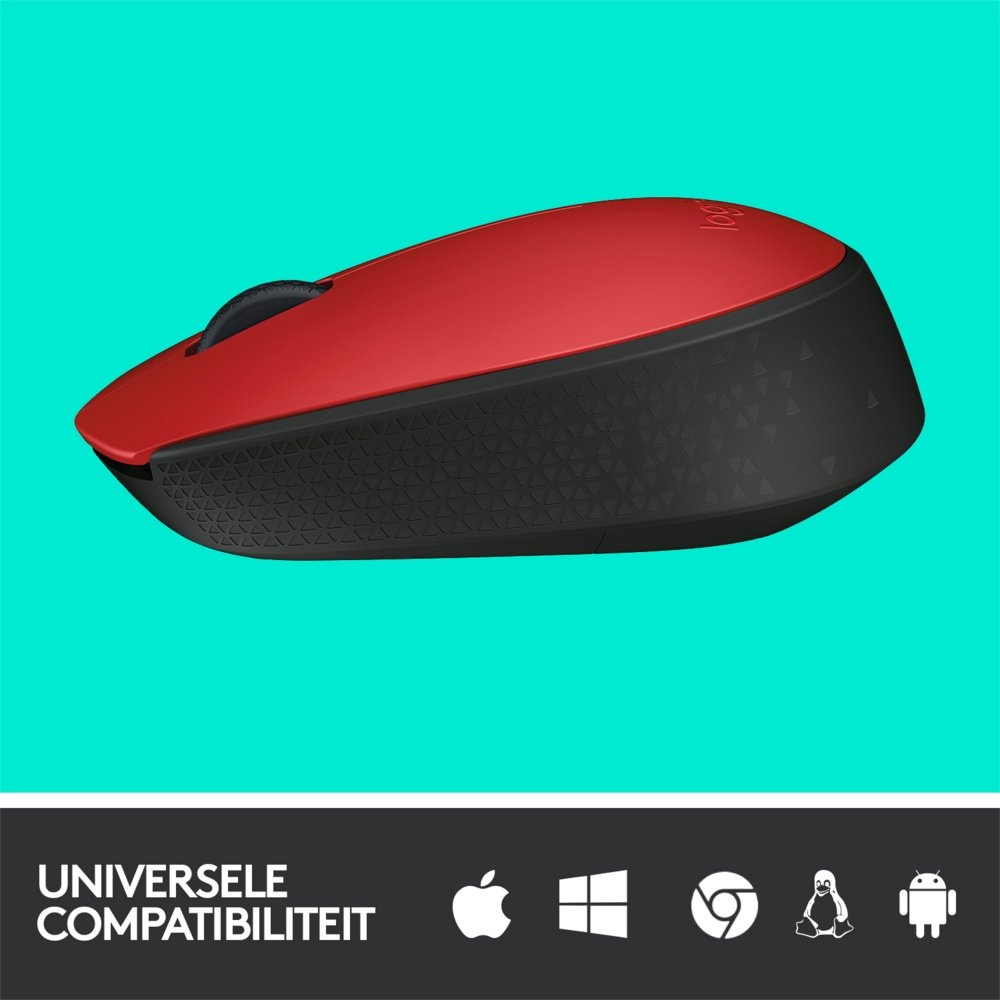 Logitech M171 | Draadloze Muis | Links- en Rechtshandig | RF | 1000 DPI | Rood/Zwart - Afbeelding 5
