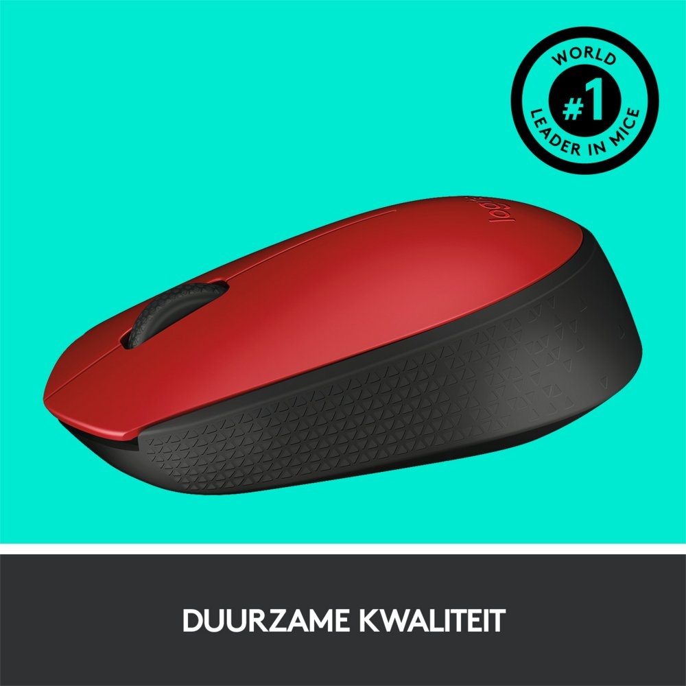 Logitech M171 | Draadloze Muis | Links- en Rechtshandig | RF | 1000 DPI | Rood/Zwart - Afbeelding 6