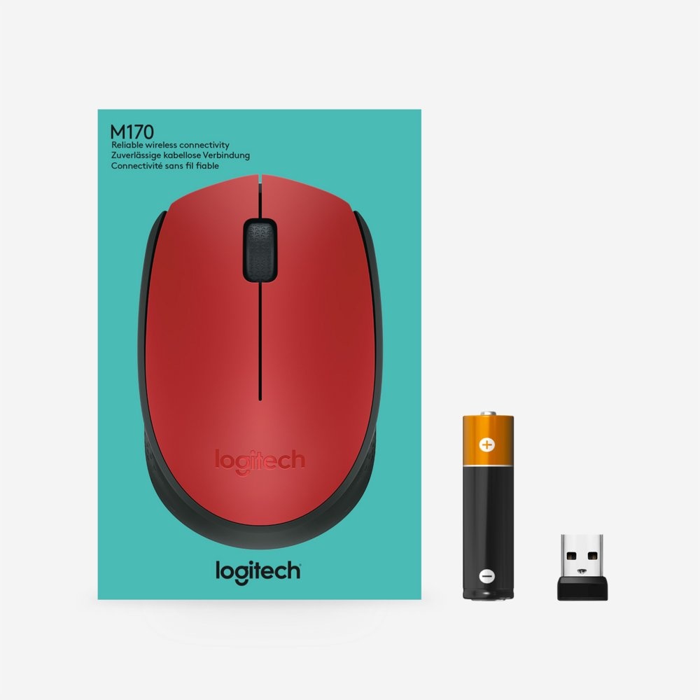 Logitech M171 | Draadloze Muis | Links- en Rechtshandig | RF | 1000 DPI | Rood/Zwart - Afbeelding 9