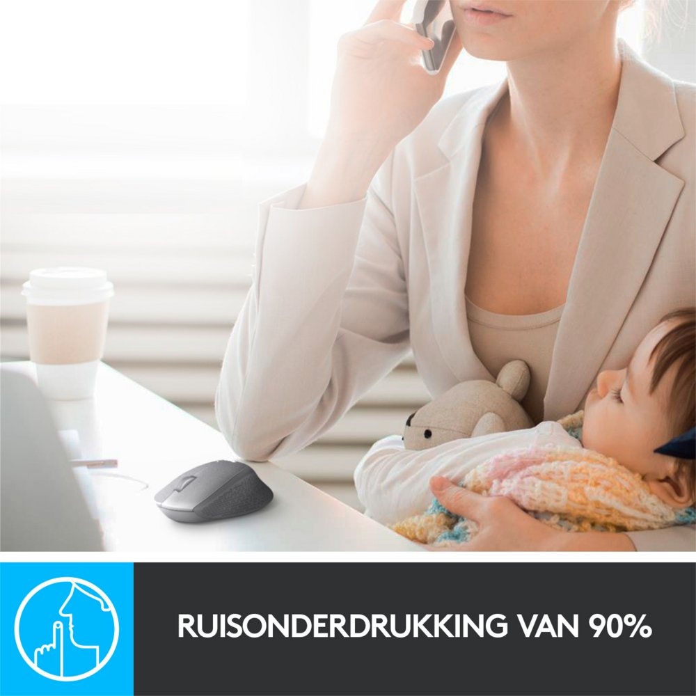 Logitech M330 Silent | Draadloze Muis | Rechtshandig | RF | 1000 DPI | Zwart - Afbeelding 3