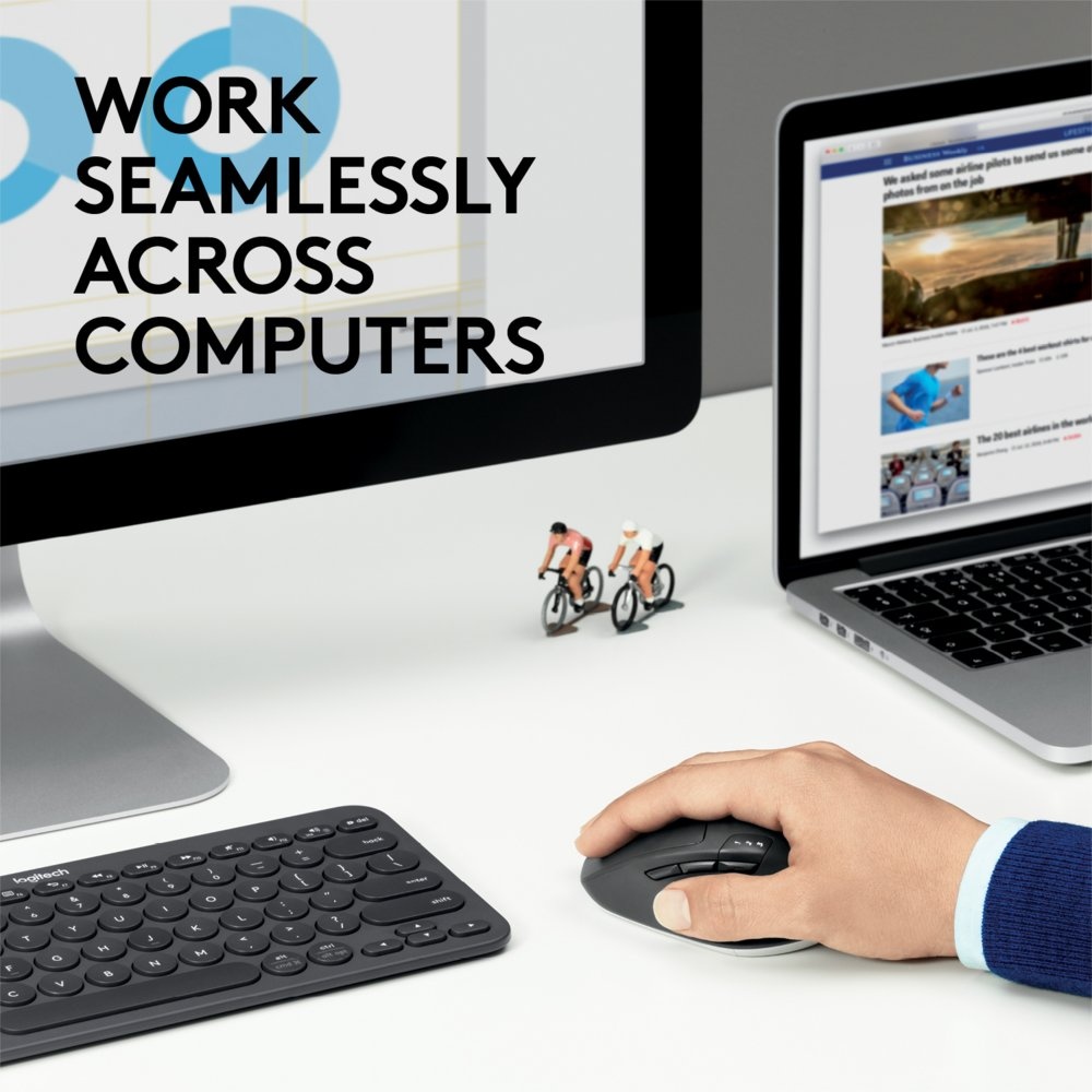 Logitech M720 Triathlon | Draadloze Muis | Rechtshandig | RF + Bluetooth | 1000 DPI | Zwart - Afbeelding 2