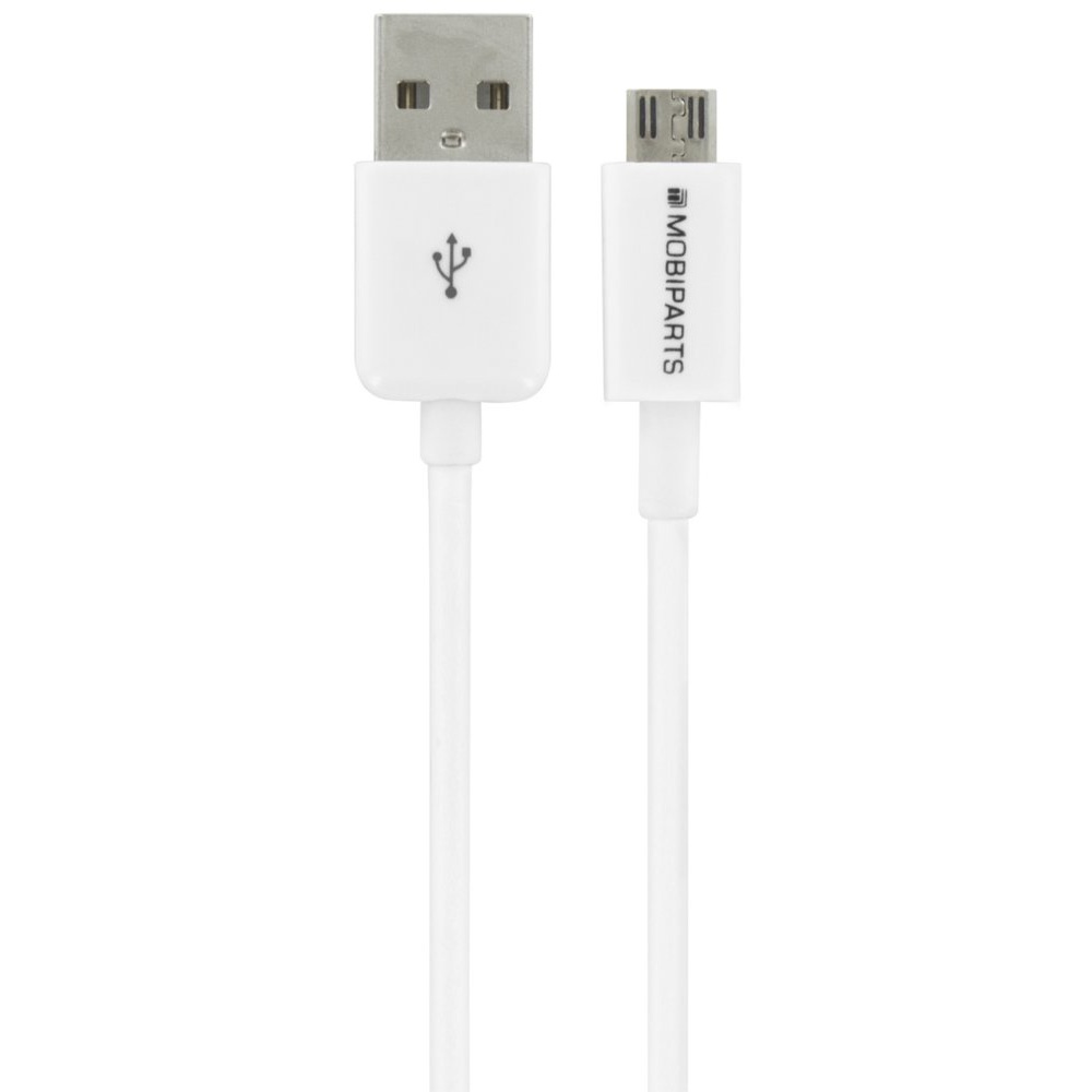 Mobiparts Micro USB naar USB | 2.4A | 3m | Wit (Bulk)