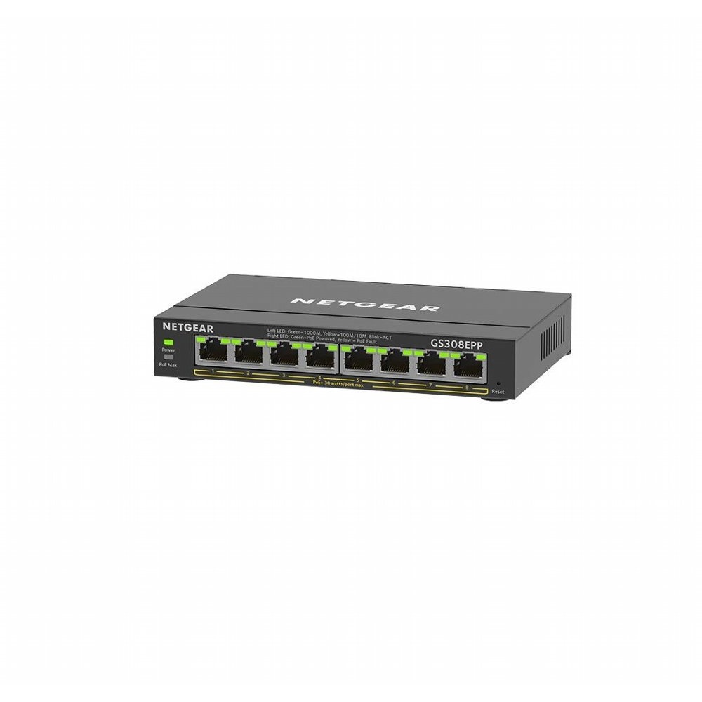 NETGEAR GS308EPP | 8-Poorts Gigabit Ethernet Switch | High-Power PoE+ | Zwart