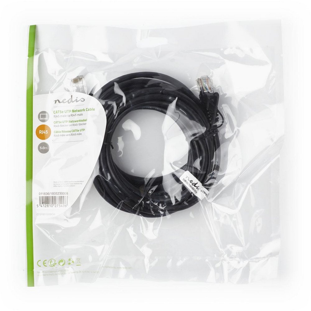 Nedis U/UTP Cat 5E Netwerkkabel | 5 m | Zwart - Afbeelding 2