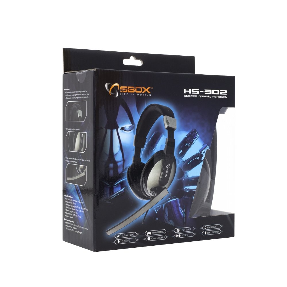 SBOX HS-302 | On-Ear Gaming Headset 3,5mm Connector | Zwart/Grijs - Afbeelding 5