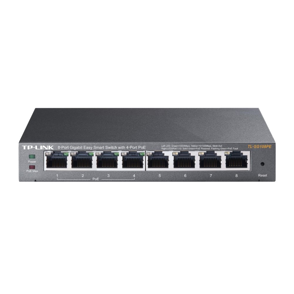 TP-Link TL-SG108PE | 8-Poorts Gigabit Easy Smart Switch | 4x PoE+ | Managed