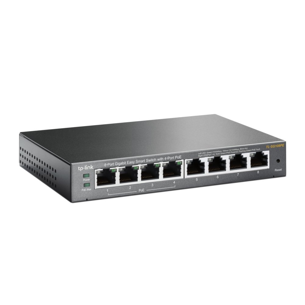TP-Link TL-SG108PE | 8-Poorts Gigabit Easy Smart Switch | 4x PoE+ | Managed - Afbeelding 2