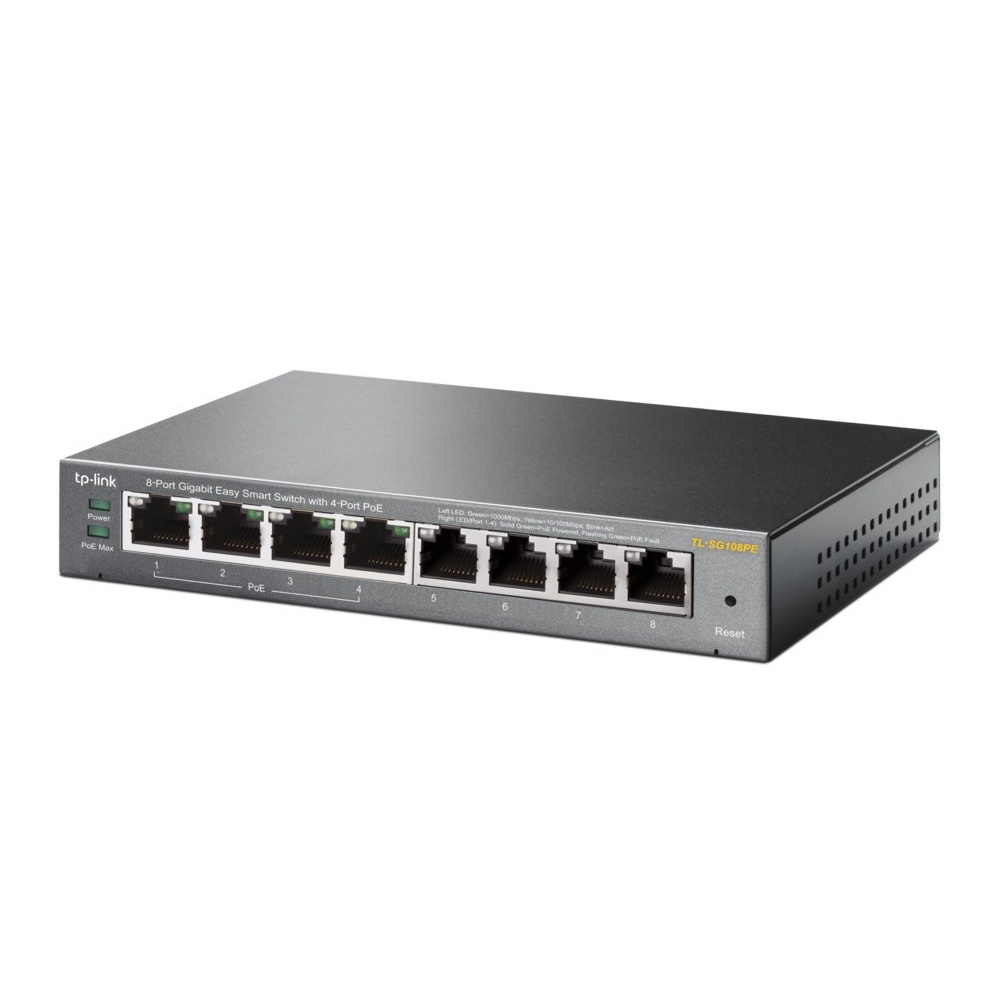 TP-Link TL-SG108PE | 8-Poorts Gigabit Easy Smart Switch | 4x PoE+ | Managed - Afbeelding 3
