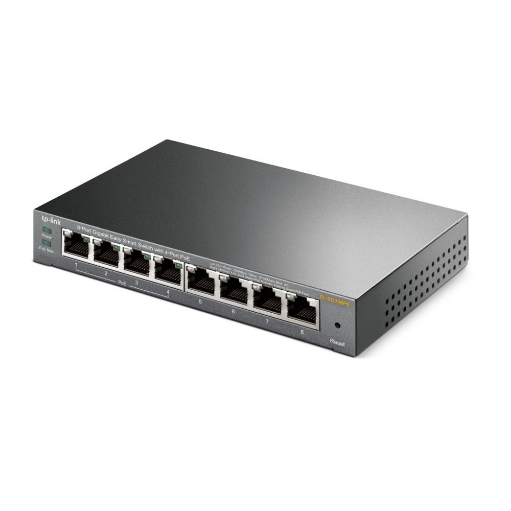 TP-Link TL-SG108PE | 8-Poorts Gigabit Easy Smart Switch | 4x PoE+ | Managed - Afbeelding 4