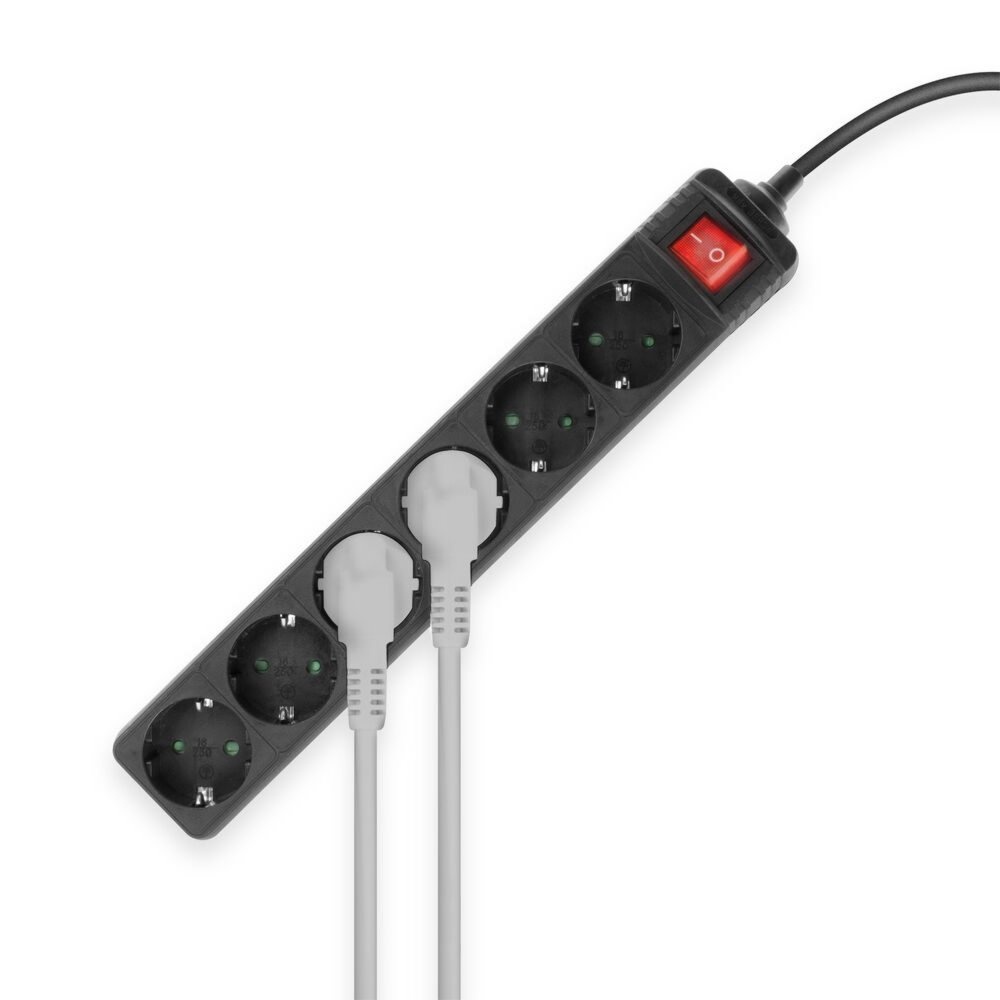 ACT AC2465 | Stekkerdoos | 6 Stopcontacten | 3 m | Binnen | Zwart - Afbeelding 2