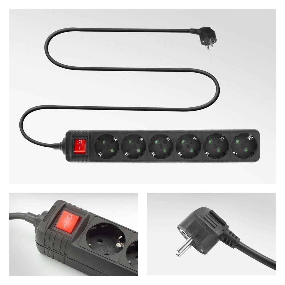 ACT AC2465 | Stekkerdoos | 6 Stopcontacten | 3 m | Binnen | Zwart - Afbeelding 3