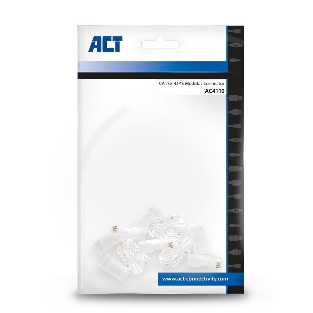 ACT AC4110 kabelconnector RJ45 | Zilver Transparant | 10 Stuks - Afbeelding 2