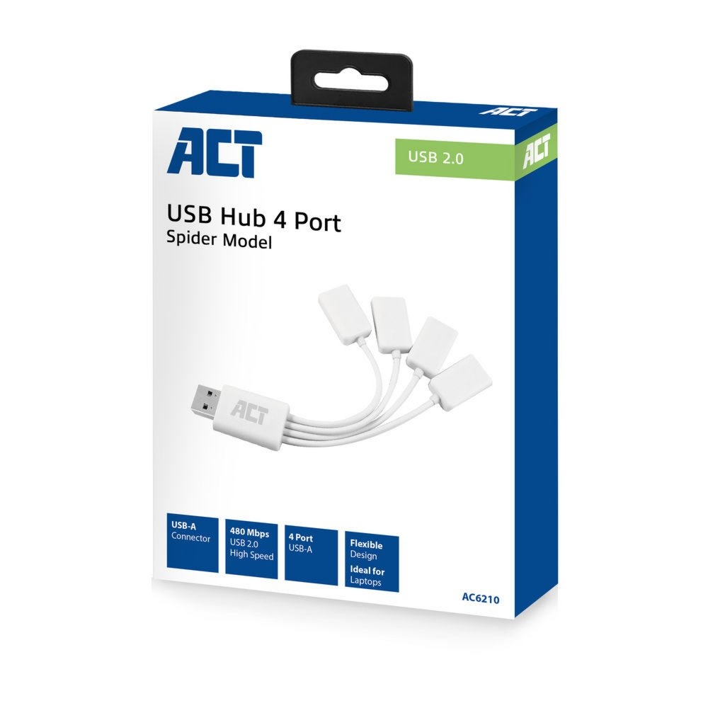 ACT AC6210 | Interface Hub | USB 3.2 Gen 1 (3.1 Gen 1) Type-A | 480 Mbit/s | Wit - Afbeelding 4
