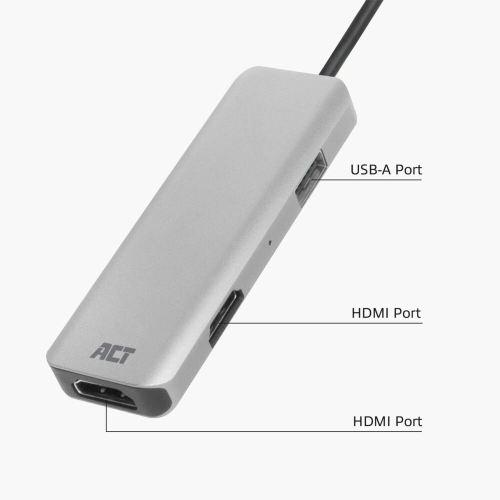 ACT AC7013 | Docking Station & Poortreplicator | USB-C 3.2 Gen 1 | Zwart/Grijs - Afbeelding 3