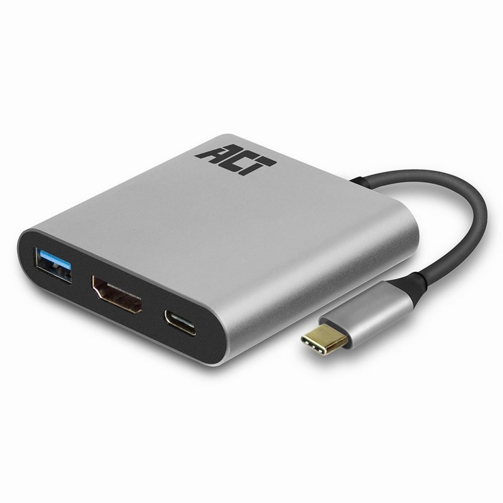 ACT AC7022 | USB-C naar HDMI Female Adapter | PD Pass-Through 60W | 4K | USB-A