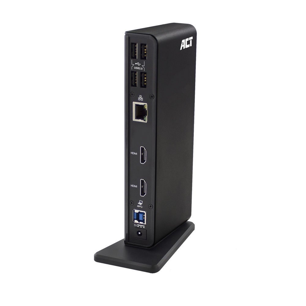 ACT AC7049 | USB-C/A Multiport Docking Station | 2x HDMI (2048x1152) + Ethernet + 6x USB + Audio | Zwart - Afbeelding 4