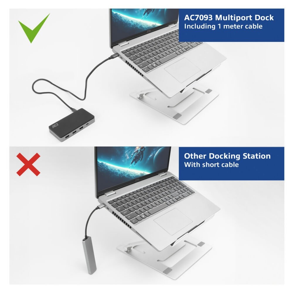 ACT AC7093 | USB-C 4K Docking Station | 2x HDMI + Ethernet + USB-C/USB-A + PD | 1m Kabel - Afbeelding 7