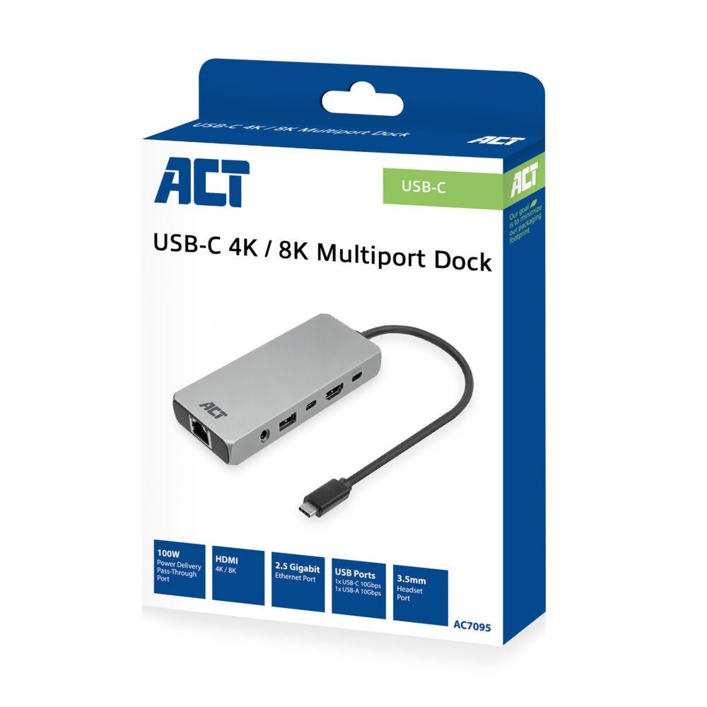 ACT AC7095 | Docking Station | USB-C | Zilver - Afbeelding 3