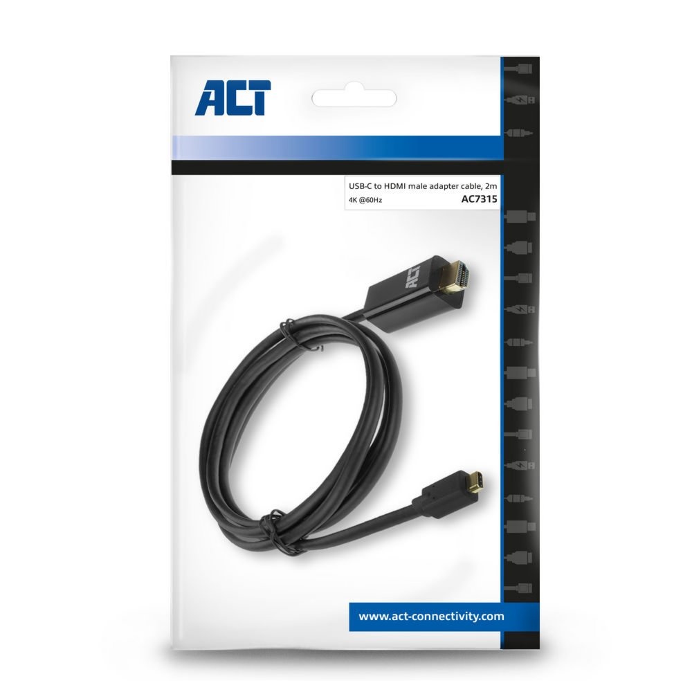 ACT AC7315 | USB-C naar HDMI Kabel | 2 m | Zwart - Afbeelding 4